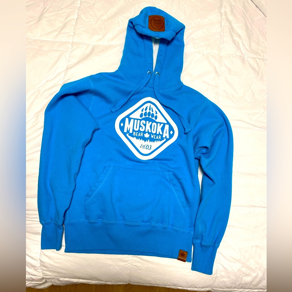 Muskoka Bear Wear Turquoise Blue Pullover Hoodie